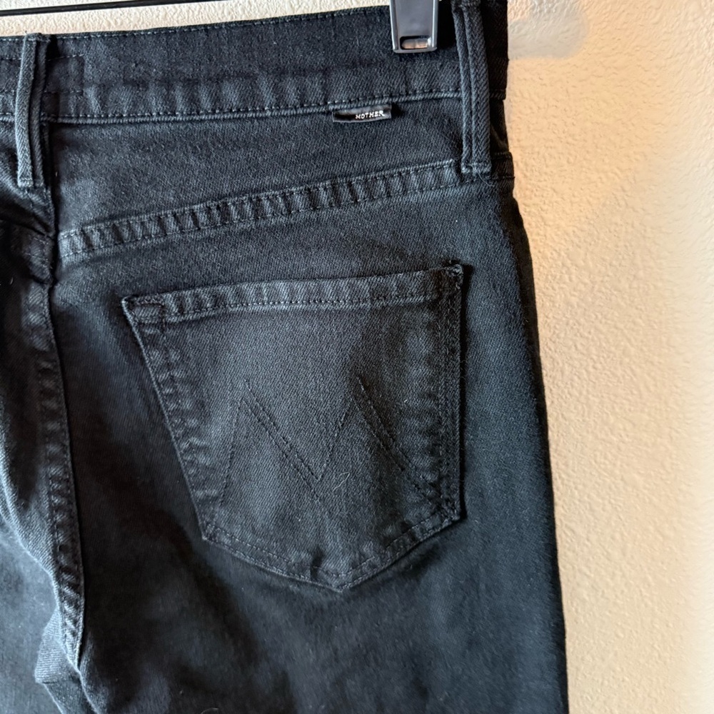 MOTHER Denim The Rascal Ankle Fray Straight Leg Jeans Pitch Black Women’s 28 - Picture 10 of 15